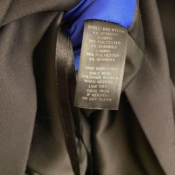 White House Black Market Colorblock Sheath Dress Stripes Cobalt Blue Black Sz 0 - Picture 4 of 5